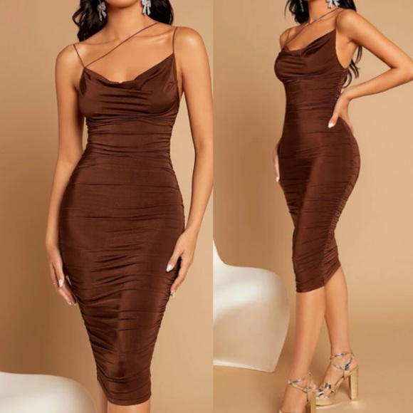 Luxe draped front party holidays dress - Picture 7 of 16